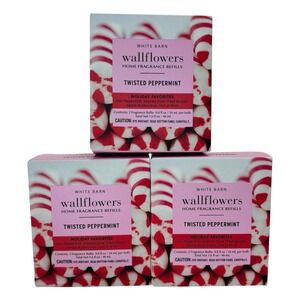 Bath & Body Works Twisted Peppermint Wallflowers Refill Lot of 6 New Holiday